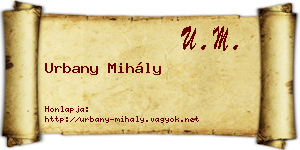 Urbany Mihály névjegykártya